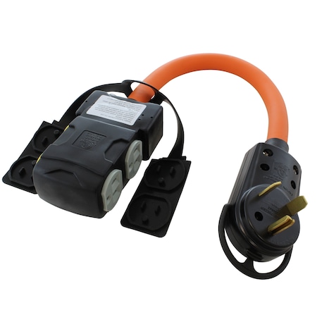 Ac Works Power Strip Cord, STW, 5-15/20R, TT-30P, 1.5 ft., Orange TTCBF520